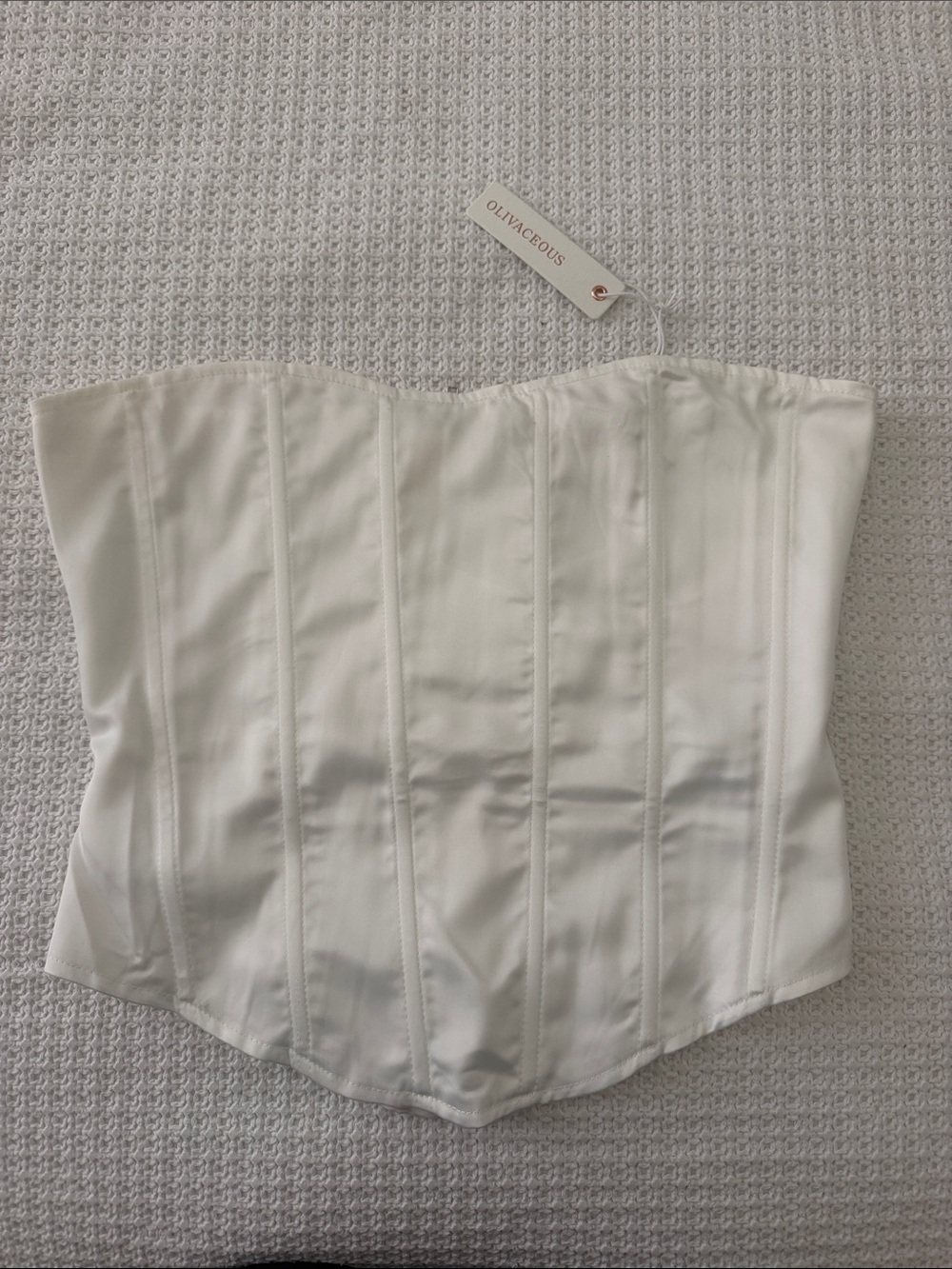 NWT Olivaceous Ivory Strapless Satin Corset Sz Medium